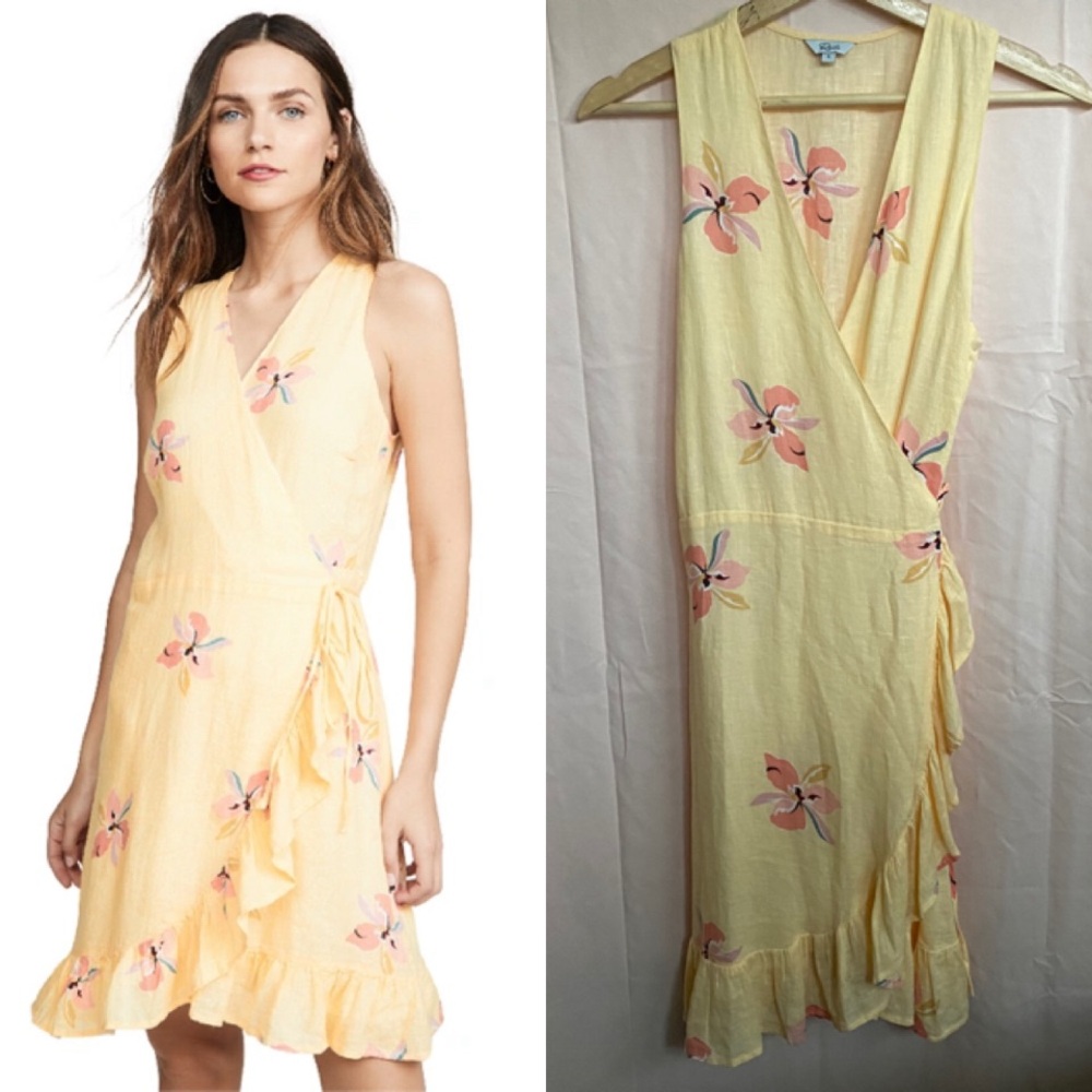 RAILS Madison Floral Wrap Dress V Neck Size S Butter Yellow Feminine Romantic